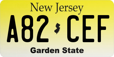 NJ license plate A82CEF