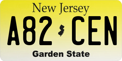 NJ license plate A82CEN