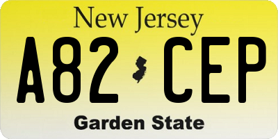 NJ license plate A82CEP