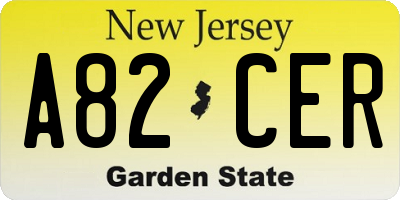 NJ license plate A82CER