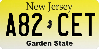 NJ license plate A82CET