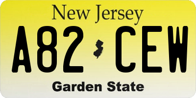 NJ license plate A82CEW