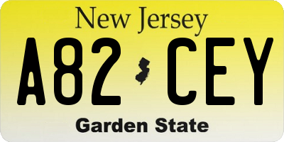 NJ license plate A82CEY