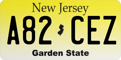 NJ license plate A82CEZ
