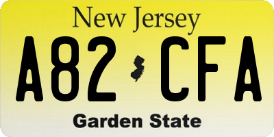 NJ license plate A82CFA