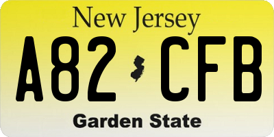 NJ license plate A82CFB