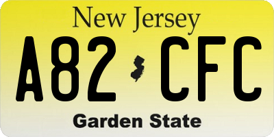 NJ license plate A82CFC