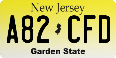NJ license plate A82CFD