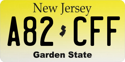 NJ license plate A82CFF