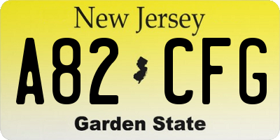 NJ license plate A82CFG