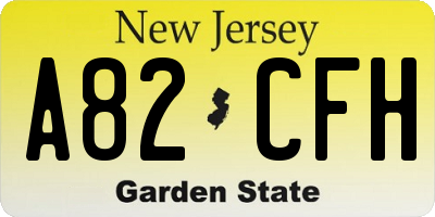 NJ license plate A82CFH