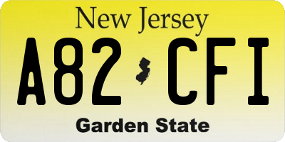 NJ license plate A82CFI