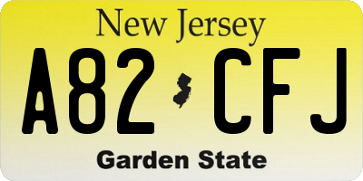 NJ license plate A82CFJ
