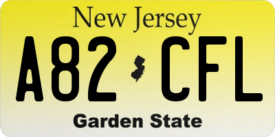 NJ license plate A82CFL