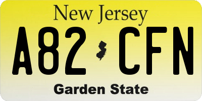 NJ license plate A82CFN