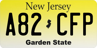 NJ license plate A82CFP