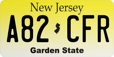 NJ license plate A82CFR