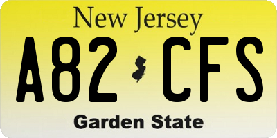 NJ license plate A82CFS