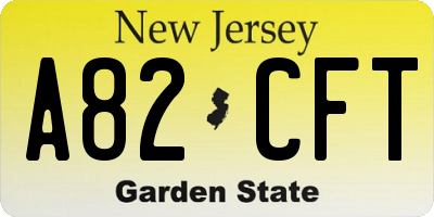 NJ license plate A82CFT