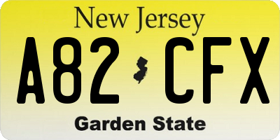 NJ license plate A82CFX