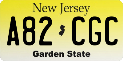 NJ license plate A82CGC
