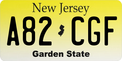 NJ license plate A82CGF
