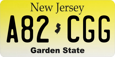 NJ license plate A82CGG