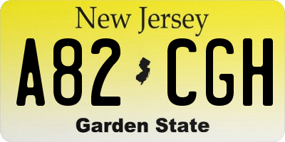 NJ license plate A82CGH