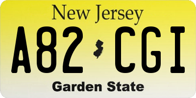 NJ license plate A82CGI