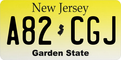 NJ license plate A82CGJ
