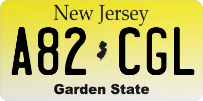 NJ license plate A82CGL
