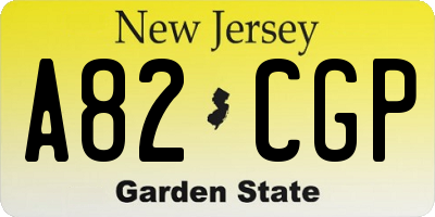 NJ license plate A82CGP
