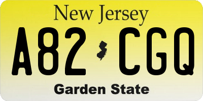 NJ license plate A82CGQ