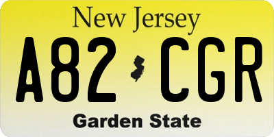 NJ license plate A82CGR