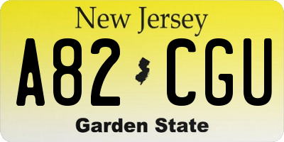 NJ license plate A82CGU