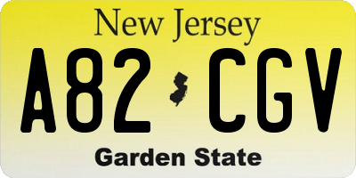 NJ license plate A82CGV