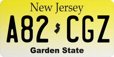 NJ license plate A82CGZ