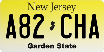NJ license plate A82CHA