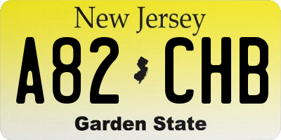 NJ license plate A82CHB