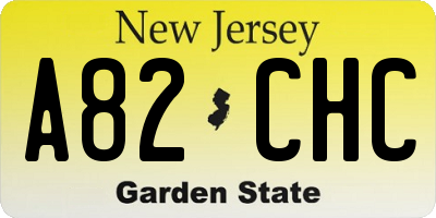 NJ license plate A82CHC