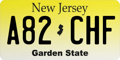 NJ license plate A82CHF