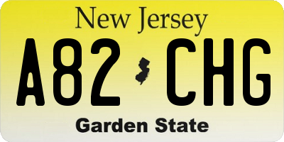 NJ license plate A82CHG