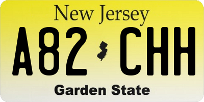 NJ license plate A82CHH