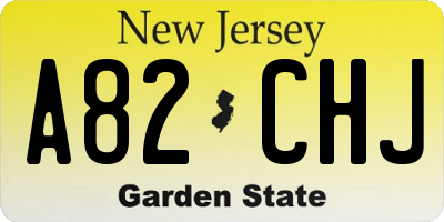 NJ license plate A82CHJ