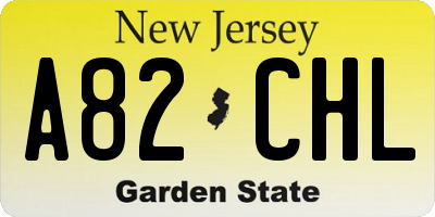 NJ license plate A82CHL