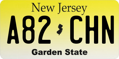 NJ license plate A82CHN