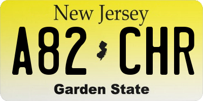 NJ license plate A82CHR