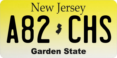 NJ license plate A82CHS