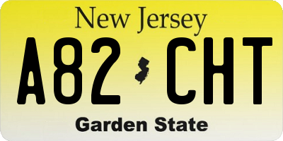 NJ license plate A82CHT