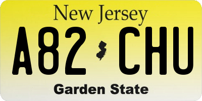 NJ license plate A82CHU